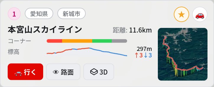峠カードの「路面」ボタン